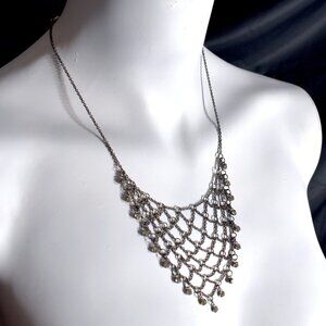 Vintage Chainmail bib necklace with crystals